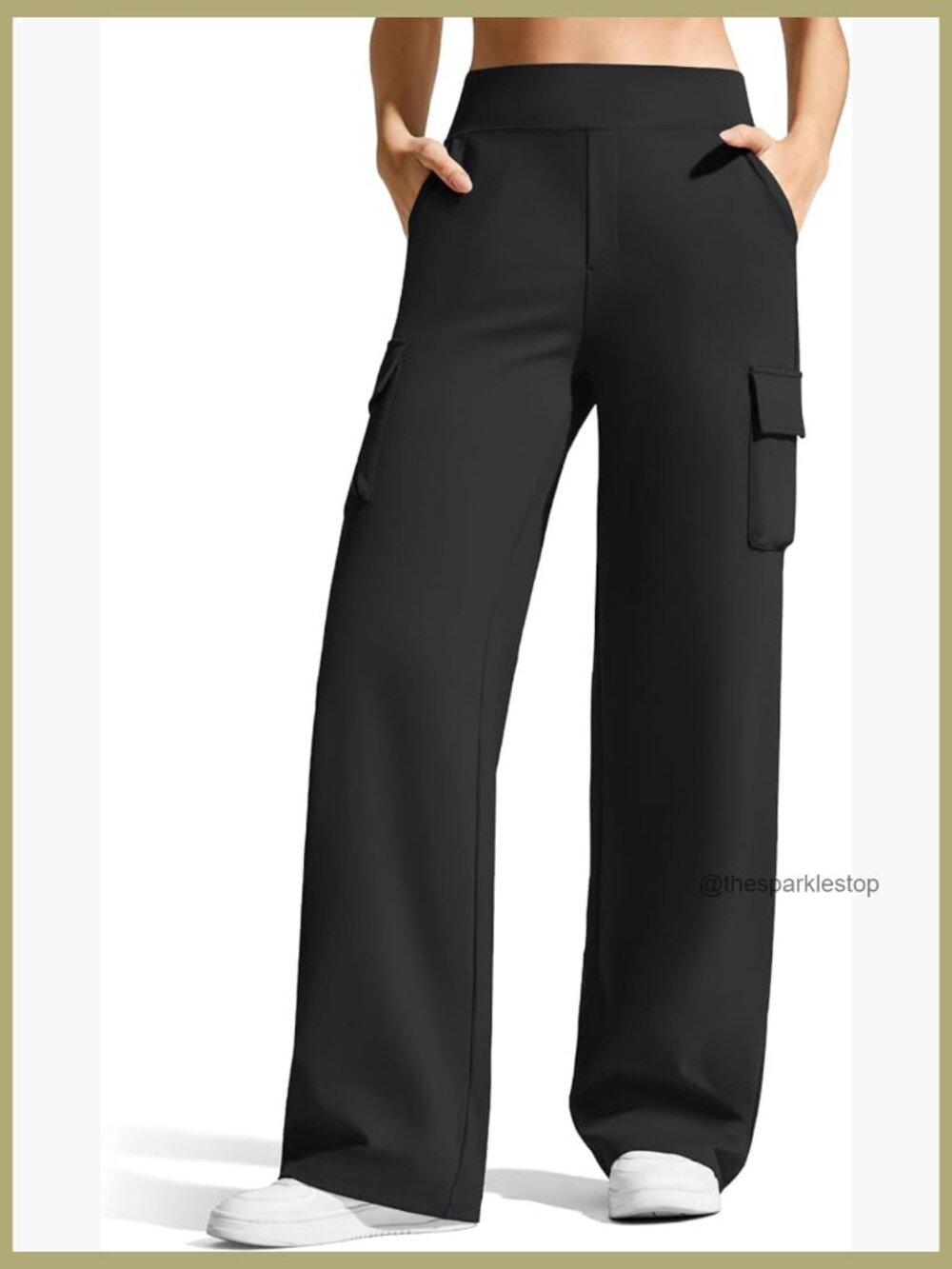 Wide Leg Yoga Pants with 4 Pockets High Waisted Cargo Stretch Casual Sweatpants